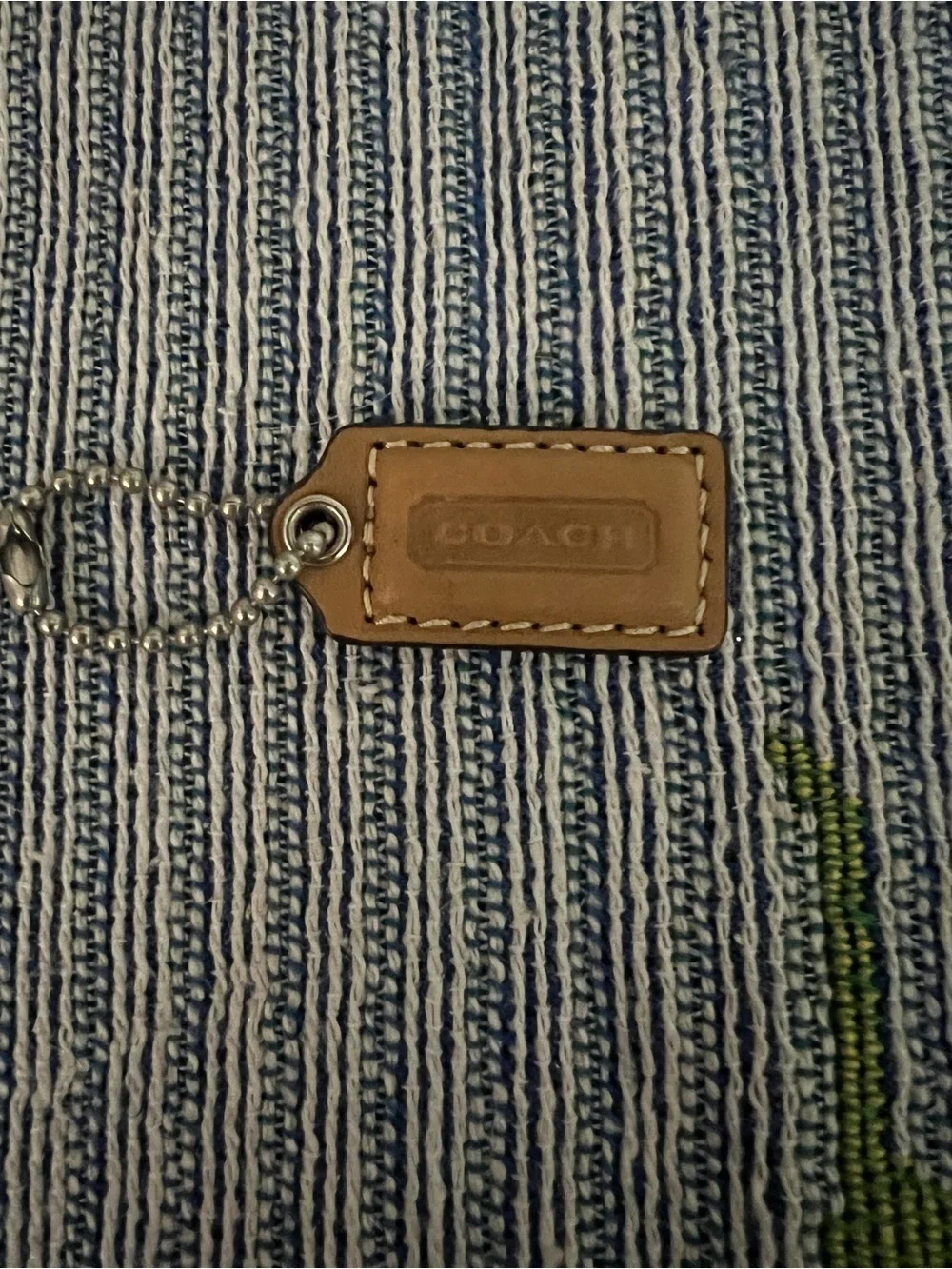 Coach Leather Hang Tag Keychain - Tan